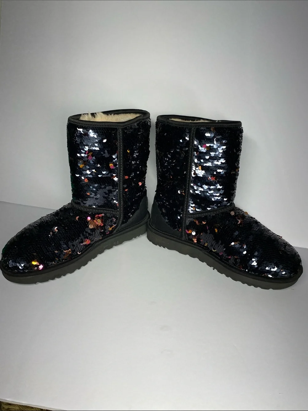 UGG Black Sequin Shearling Lined Short Boots